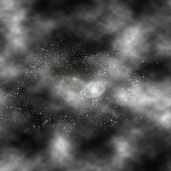 Galaxy behind the clouds in the night sky — Stock Photo, Image