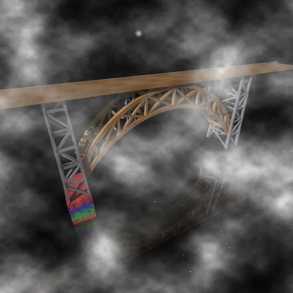 Ele ponte misteriosa nas nuvens — Fotografia de Stock