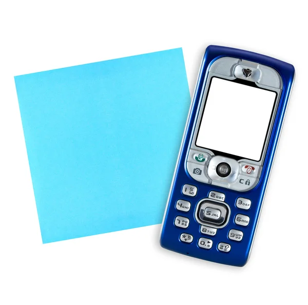 Mobiele telefoon en Opmerking papier — Stockfoto