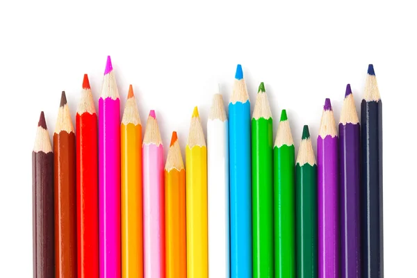 Crayons multicolores isolés sur fond blanc — Photo