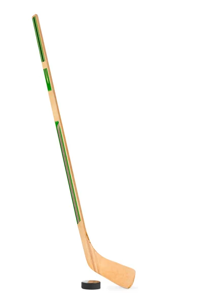 Ice hockey stick and puck — Stock Photo, Image