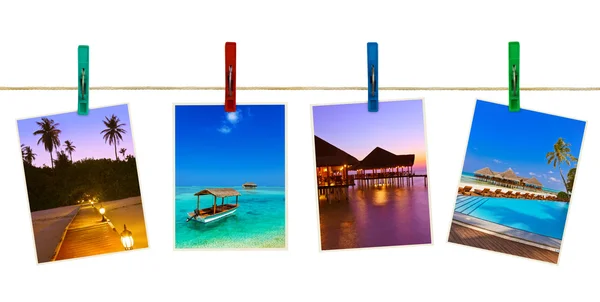 Maldives beach images (my photos) on clothespins — Stock Photo, Image