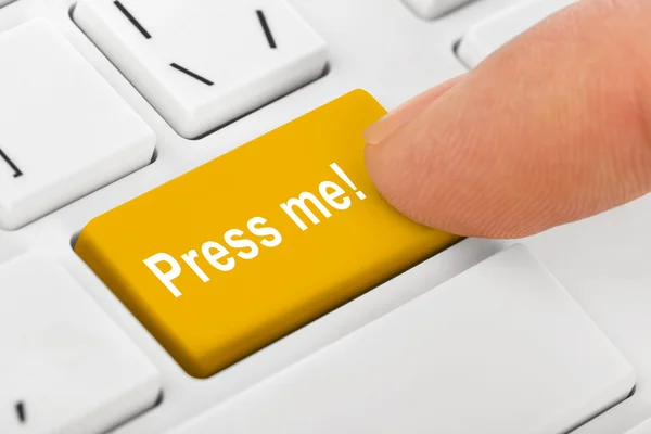 Computer notebook keyboard with Press me key — Stock Photo, Image