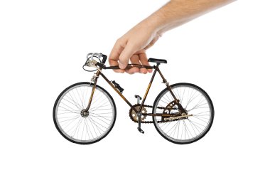 beyaz arkaplanda izole edilmiş oyuncak bisiklet