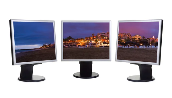 Tenerife island (Canary) in computer screens — Stock Photo, Image