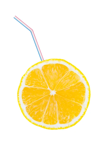Lemon fruit and straw — Stock Photo, Image