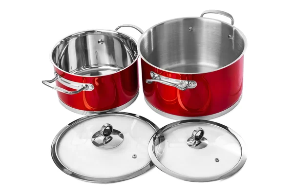 Red steel pans — Stock Photo, Image