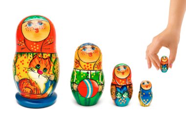 El ve Rus oyuncak matrioshka