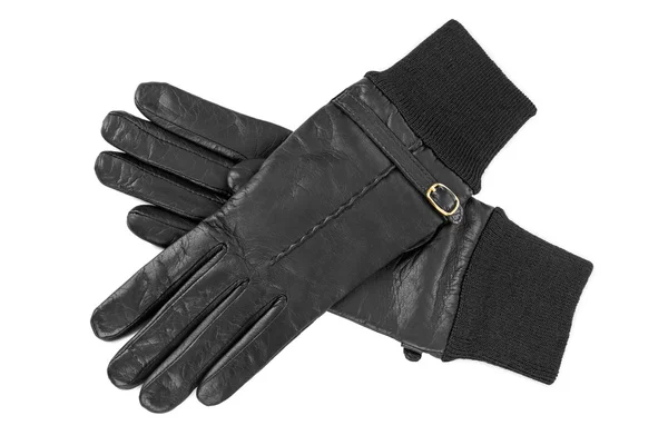 Gants noirs isolés sur fond blanc — Photo