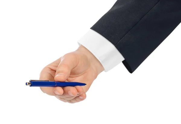 Hand met pen — Stockfoto