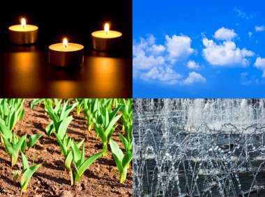 Set of four elements fire, air, ground, water clipart