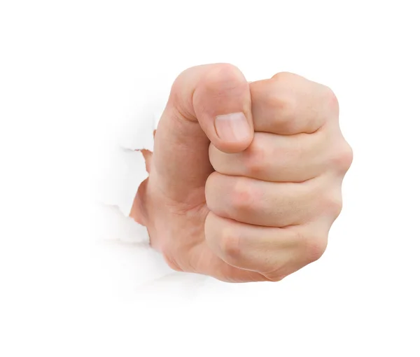 Fist punching paper — Stock Photo, Image