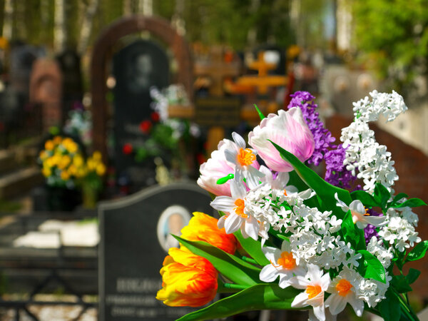 Flowers and cemetery