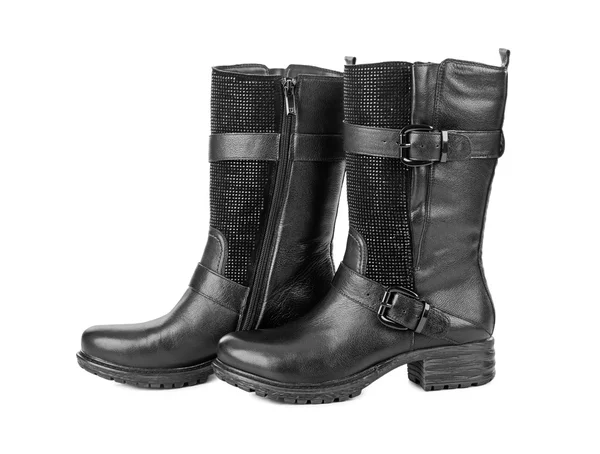 Schwarze Damenstiefel — Stockfoto