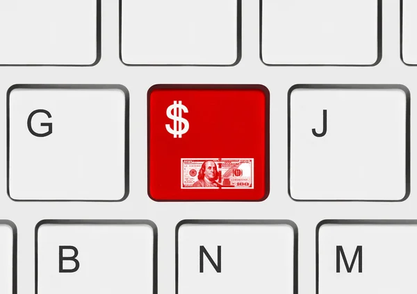 Bilgisayar klavye ile para anahtar — Stok fotoğraf