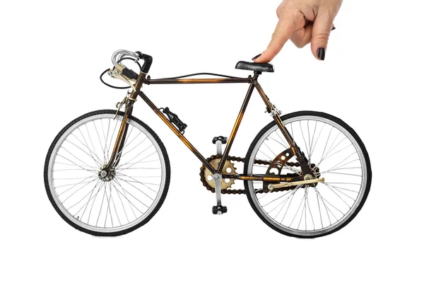 하얀 배경에 고립된 장난감 자전거 — 스톡 사진