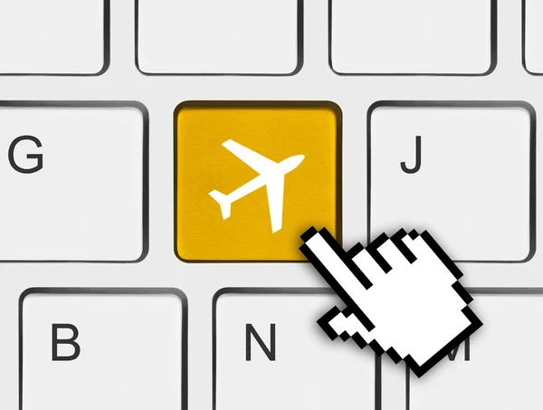 Computertastatur mit Flugzeug-Taste — Stockfoto