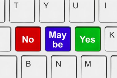 Evet Hayır ve belki de tuşları ile bilgisayar klavye