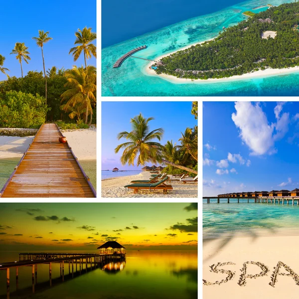 Colagem de Maldivas imagens de praia (minhas fotos ) — Fotografia de Stock