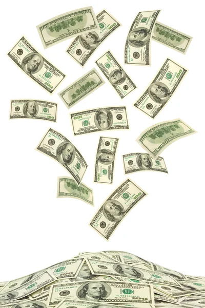 Falling money isolated on white background — Stock Photo, Image