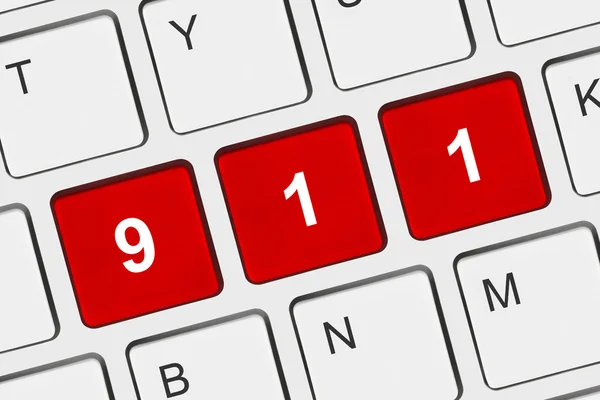 Computer keyboard with 911 key — Stock Photo, Image