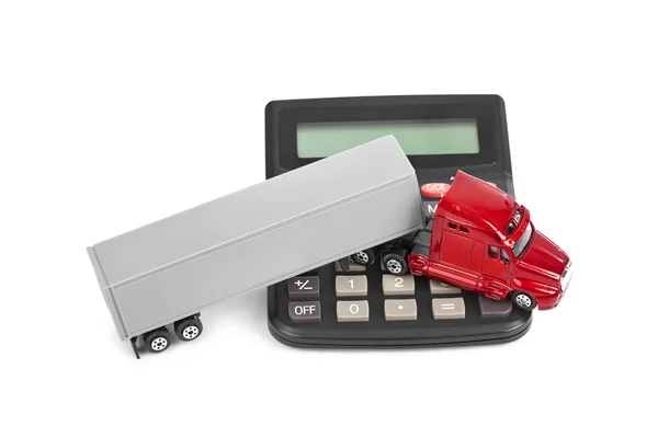 Calculatrice et camion jouet voiture — Photo