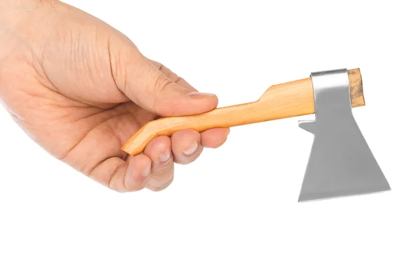 Hand med leksak axe — Stockfoto