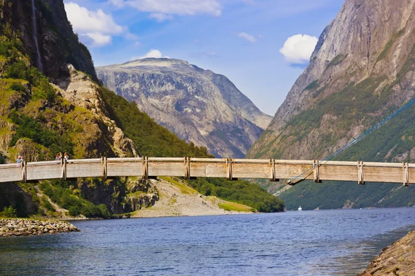 Bridge across fjord Sognefjord - Norway — Stock Photo, Image