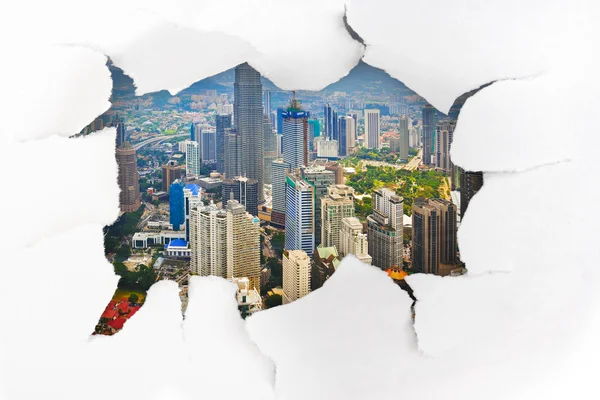 Paper hole and town (Kuala Lumpur Malaysia) — Stock Photo, Image