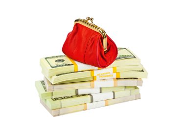 kırmızı çanta ve para