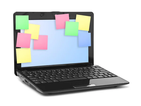 Sticky Note Papers on Notebook computer Screen — Stock Photo, Image