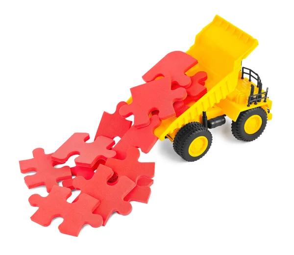 Toy truck with puzzle — Stock Photo, Image