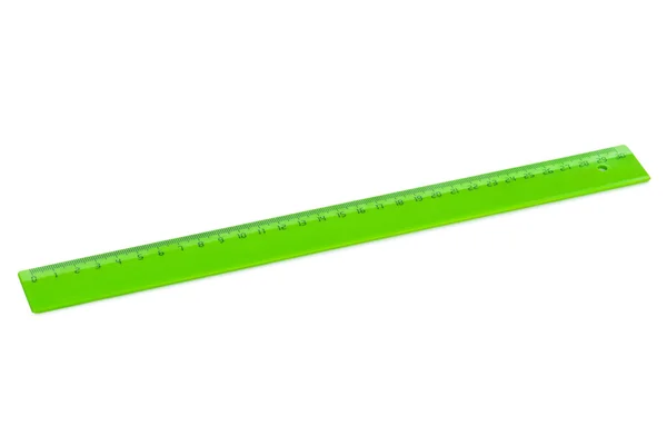 Régua verde isolada no fundo branco — Fotografia de Stock