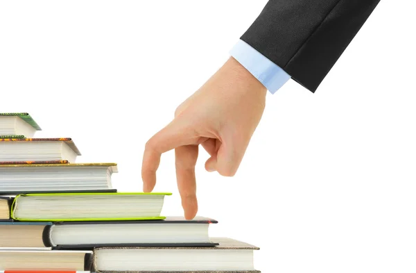 Hand and book stairs — Stock Photo, Image