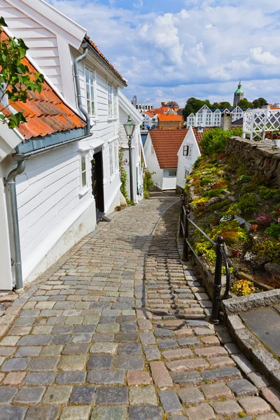 Straat in oud centrum van stavanger - Noorwegen — Stockfoto