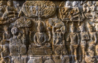 Kısma Borobudur Buddist tapınak - ada Java Endonezya