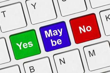 Evet Hayır ve belki de tuşları ile bilgisayar klavye