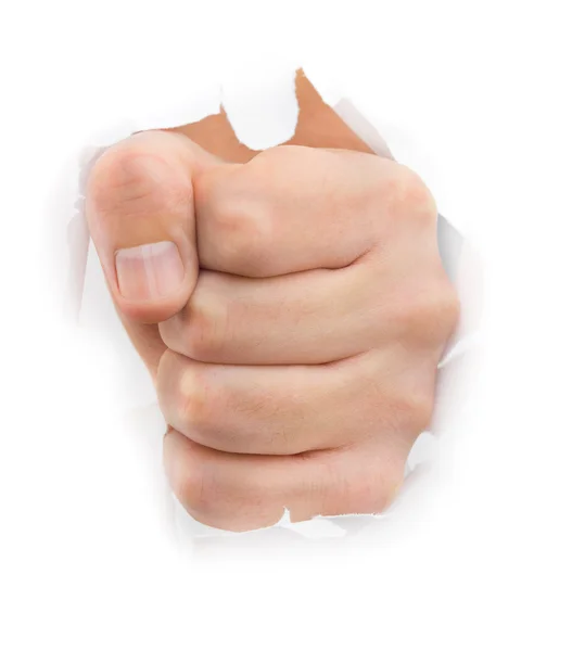 Fist punching paper — Stock Photo, Image