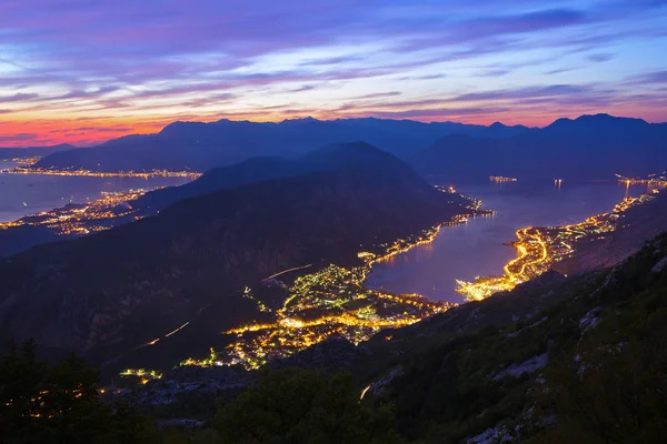 Kotor Bay sul tramonto - Montenegro — Foto Stock
