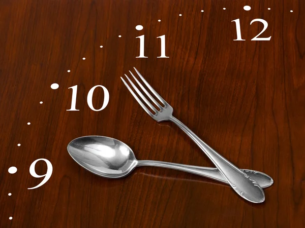 Clock made of spoon and fork — Stock Photo, Image