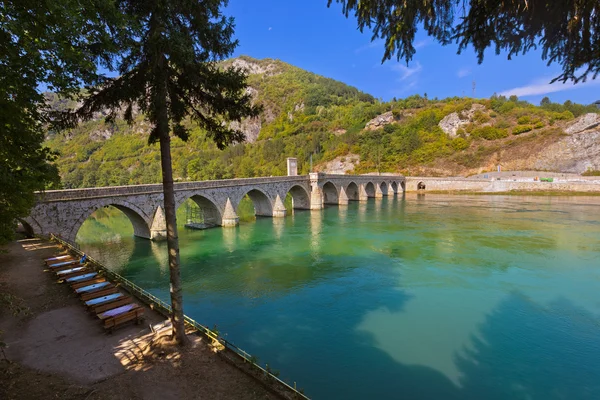 Old Bridge on Drina river in Visegrad - Bosnia and Herzegovina — Stock Photo, Image