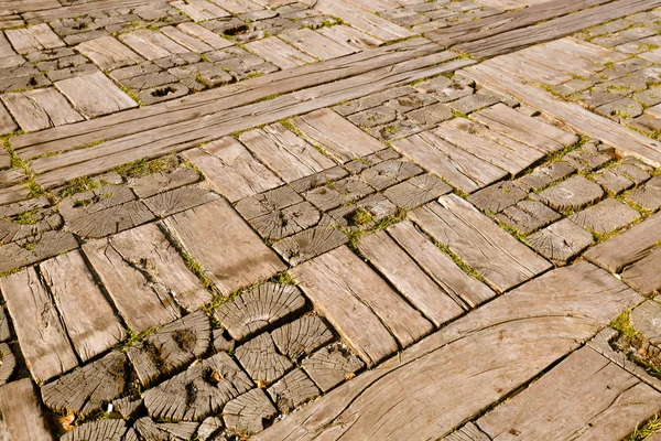 Houten vloer in dorp Drvengrad Mecavnik - Servië — Stockfoto