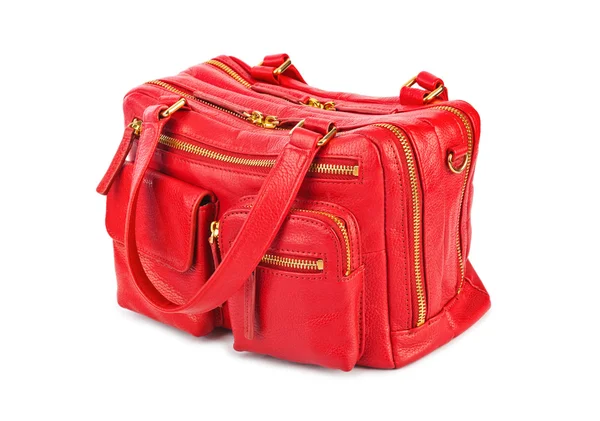 Rote Handtasche isoliert auf weißem Hintergrund — Stockfoto