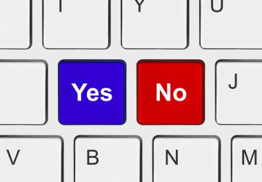 Evet ve hayır anahtar taşı ile bilgisayar klavye