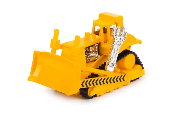 Brinquedo bulldozer isolado no fundo branco — Fotografia de Stock