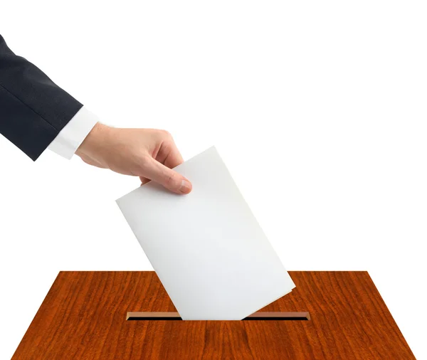 Ruce se hlasování a box — Stock fotografie