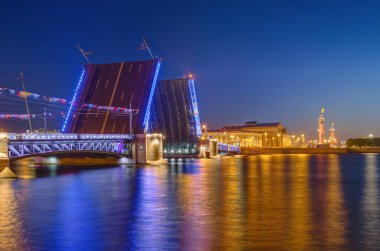 Neva Nehri ve Sarayı (Dvortsovy) Köprüsü - St. Petersburg Rusya