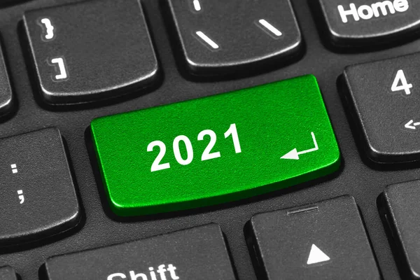 Computer Notebook Toetsenbord Met 2021 Toets Vakantie Technologie Concept — Stockfoto