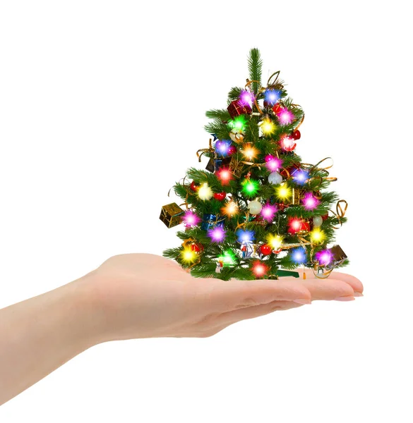 Christmas Tree Hand Isolated White Background — Stock Photo, Image