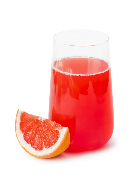 Érett Grapefruit Fehér Alapon Izolált Gyümölcslé — Stock Fotó